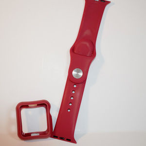 Apple Watch Rose Red Silicone 38MM Band and Case